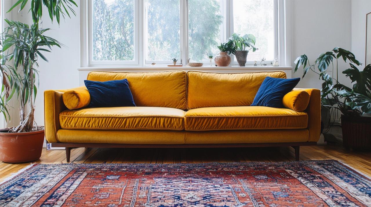 Cómo elegir el color perfecto de alfombra para un sofá topo en salones vintage