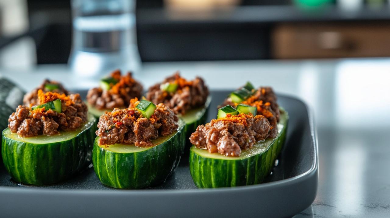 Pepinos rellenos de carne de res para deportistas: La receta proteica que mejora tu recuperación muscular